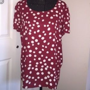 Red and white polka dot blouse